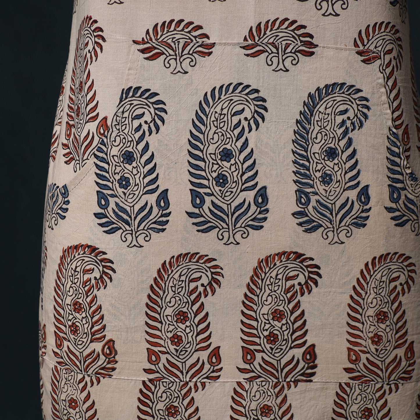 Ajrakh Hand Block Print Cotton Apron with Pocket 10
