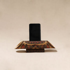 Brown - Madhubani Handpainted Hand Carved Natural Bamboo Phone Audio Amplifier Speaker 05