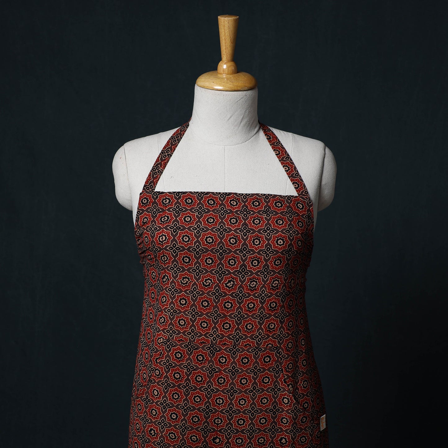 Ajrakh Hand Block Print Cotton Apron with Pocket 11