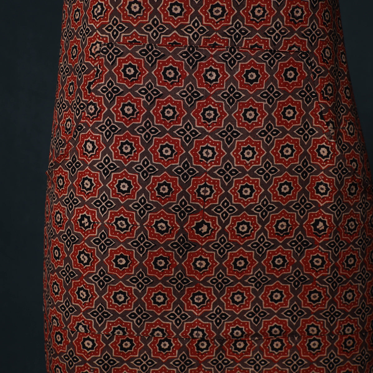 Ajrakh Hand Block Print Cotton Apron with Pocket 11