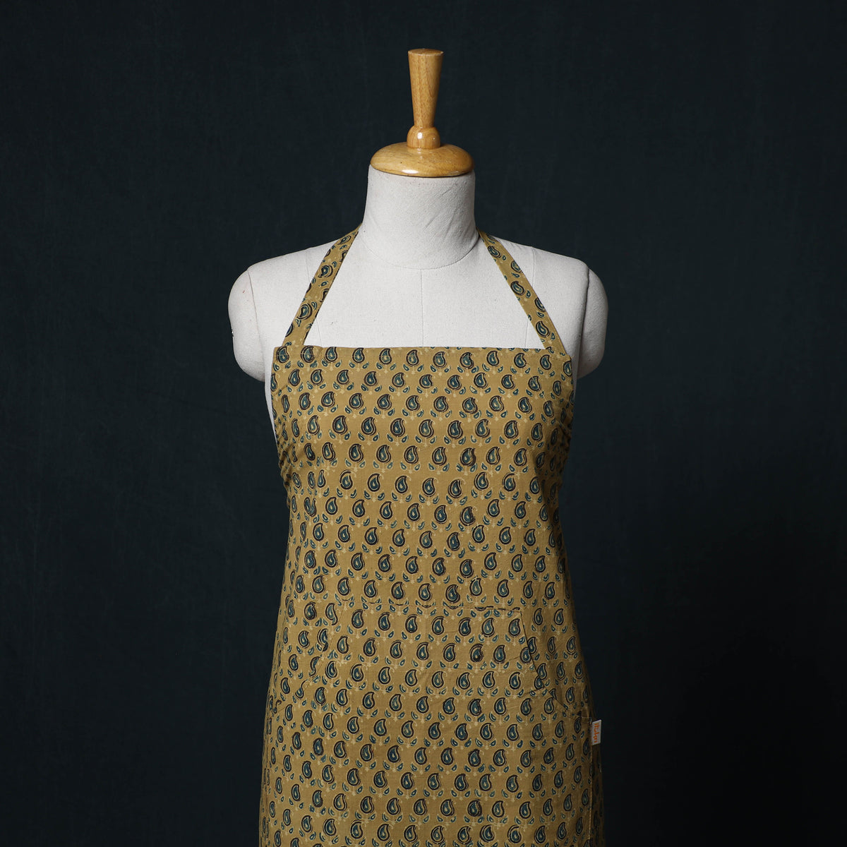 Ajrakh Hand Block Print Cotton Apron with Pocket 12