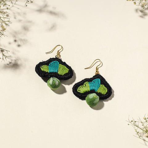 Buy Hand Embroidered Gamcha Fabart Earrings by Rangila Dhaga Online at iTokri.com