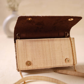 Beige - Hand Embroidered Lucknowi Chikankari Clutch with Zari Work 06