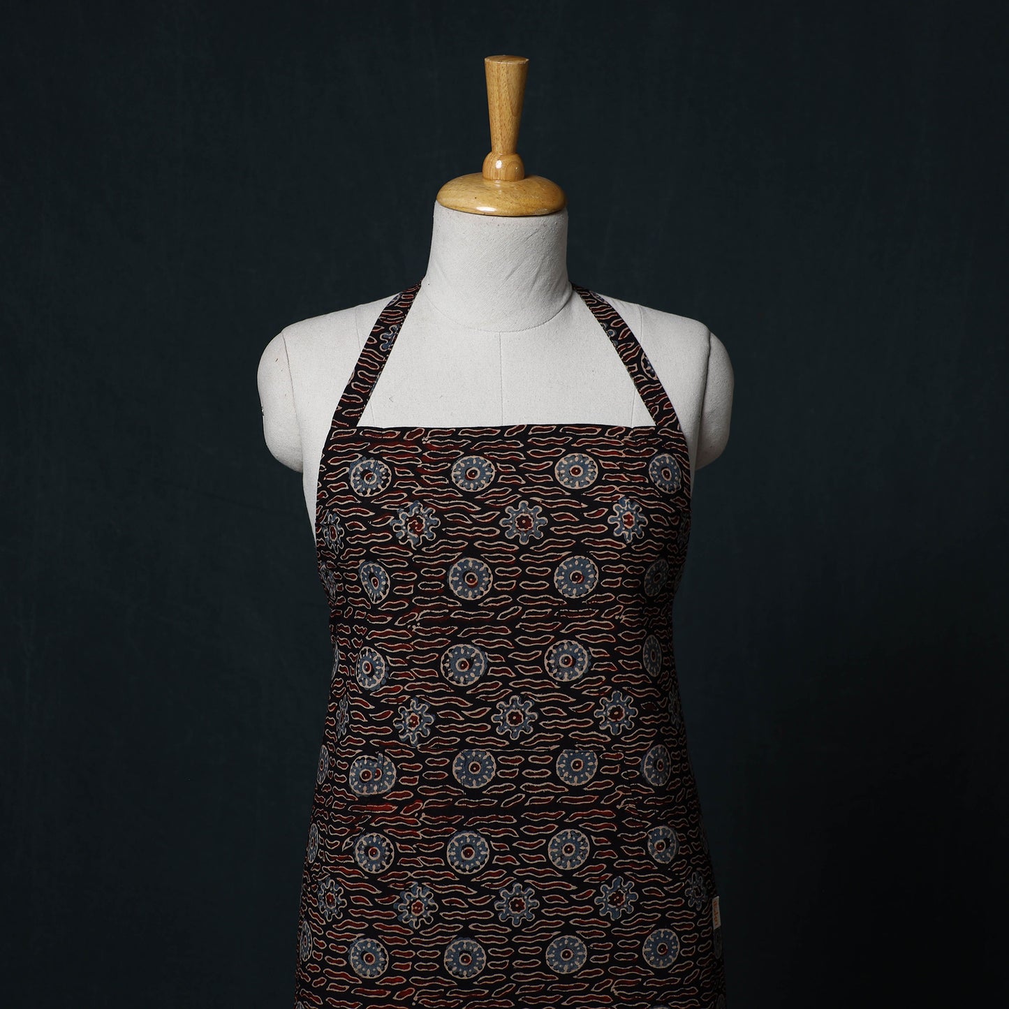 Ajrakh Hand Block Print Cotton Apron with Pocket 13