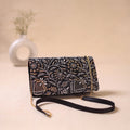 Black - Hand Embroidered Lucknowi Chikankari Clutch with Zari Work 07