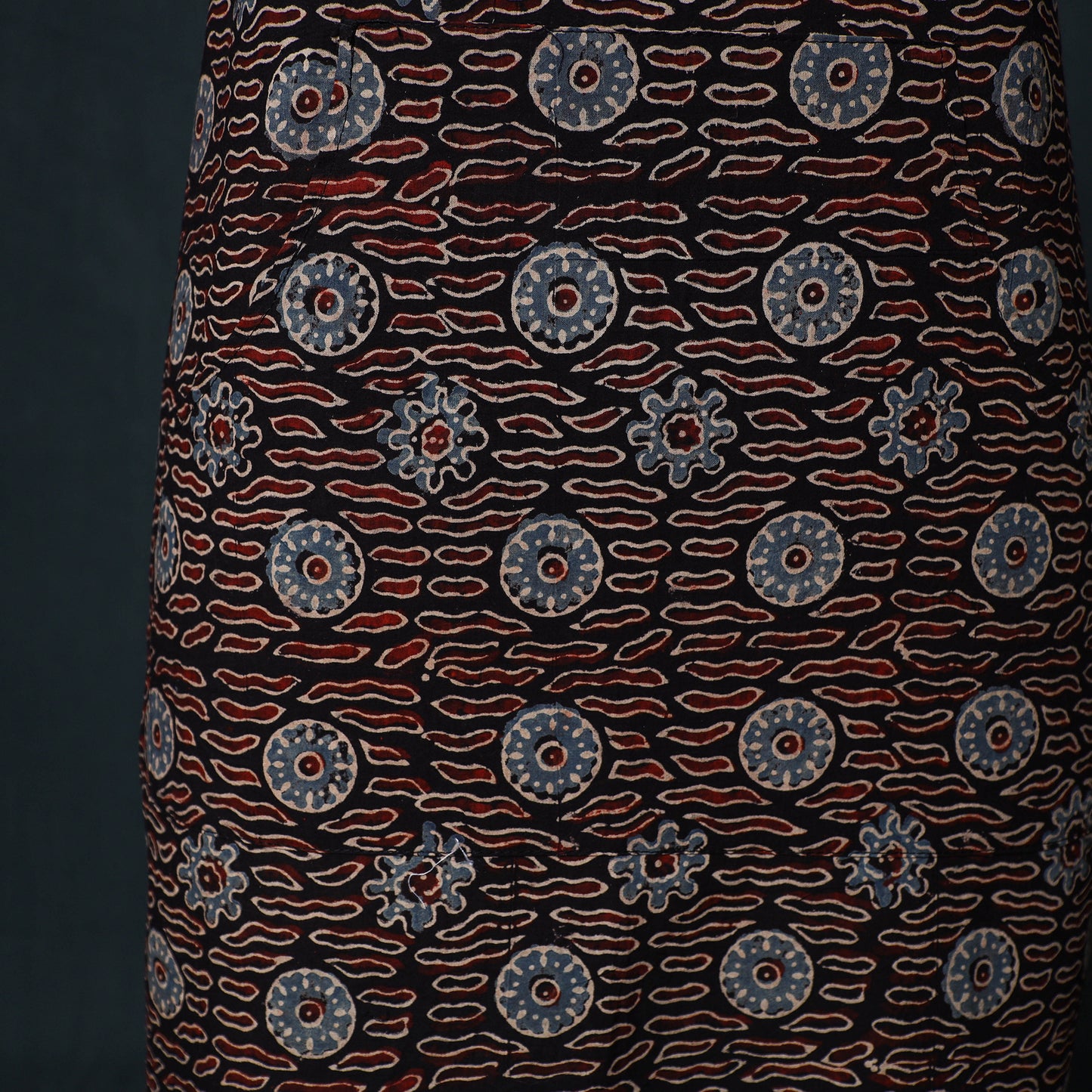 Ajrakh Hand Block Print Cotton Apron with Pocket 13