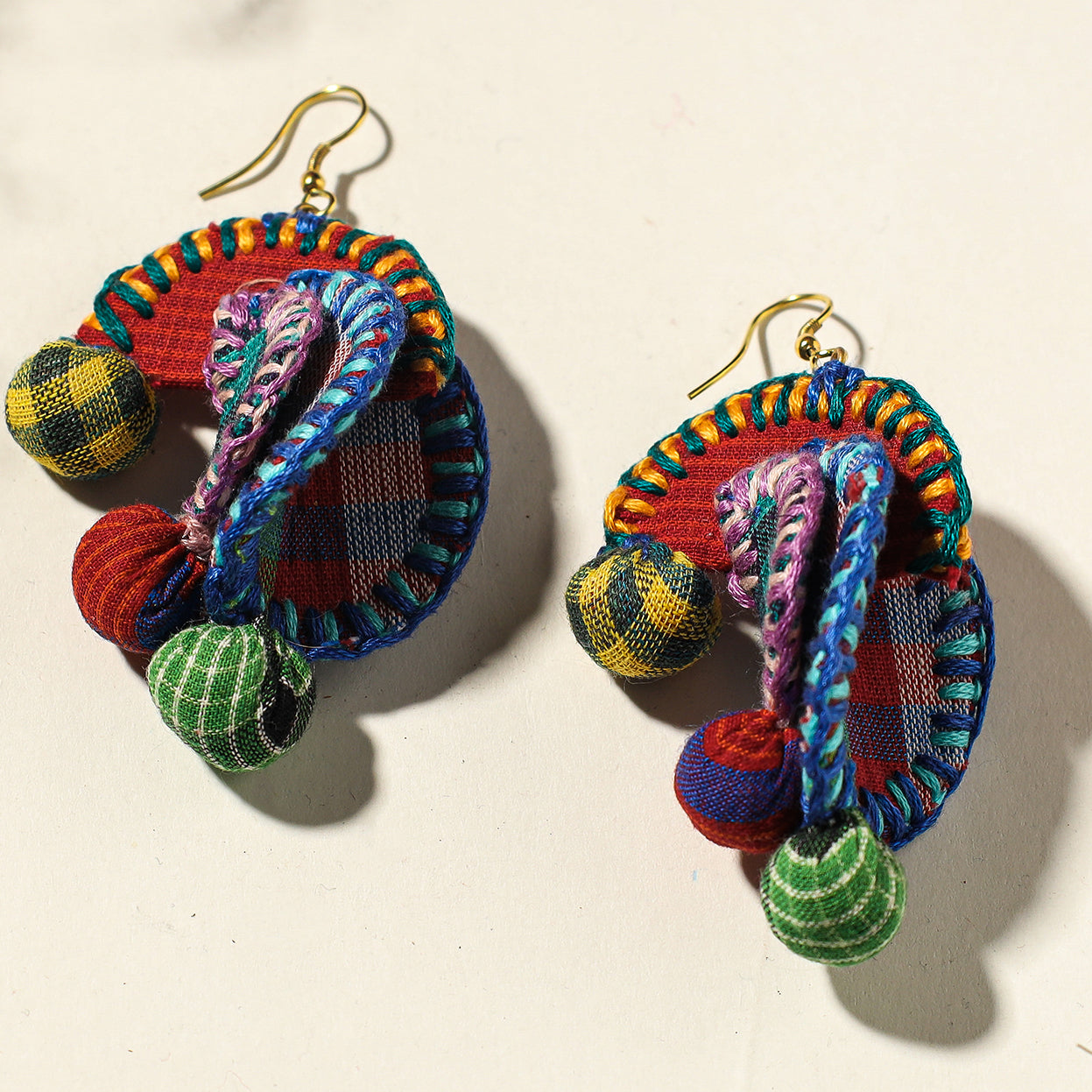 Handcrafted Gamcha Fabart Earrings by Rangila Dhaga