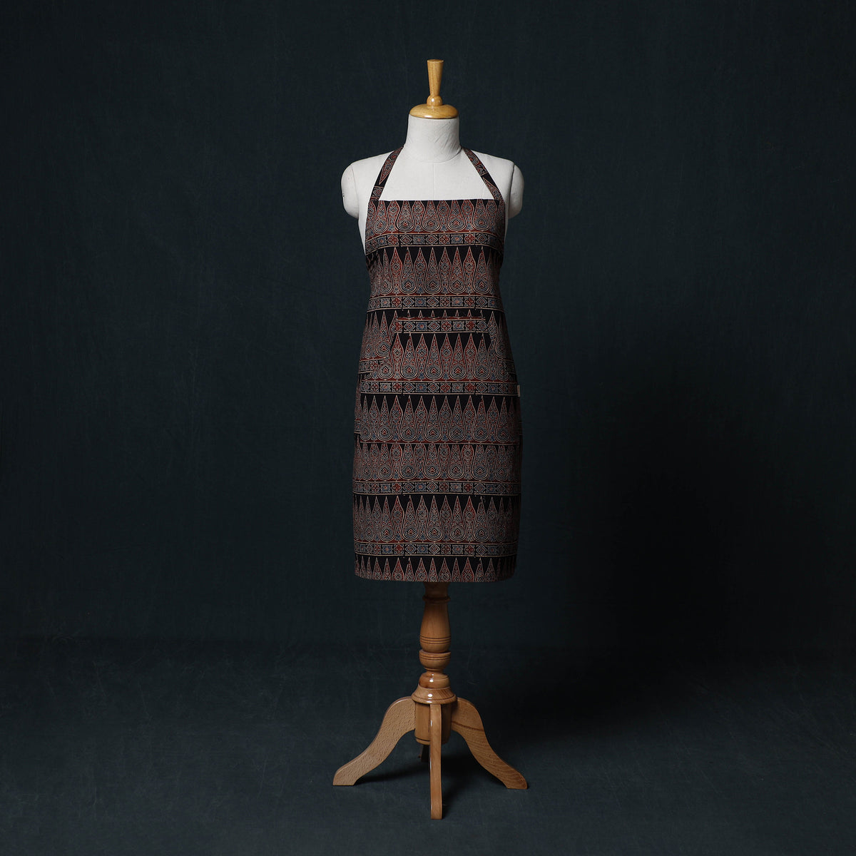 Ajrakh Hand Block Print Cotton Apron with Pocket 15