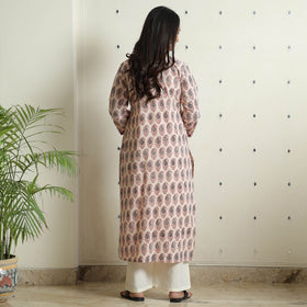 Buy Block Print Cotton Straight Bagh Kurta For Women