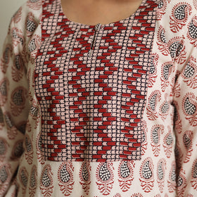 Buy Block Print Cotton Straight Bagh Kurta For Women