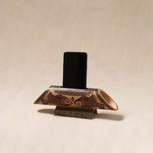 Brown - Madhubani Handpainted Hand Carved Natural Bamboo Phone Audio Amplifier Speaker 02