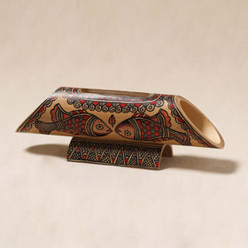 Brown - Madhubani Handpainted Hand Carved Natural Bamboo Phone Audio Amplifier Speaker 02