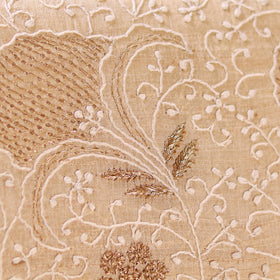 Beige - Hand Embroidered Lucknowi Chikankari Clutch with Zari Work 08