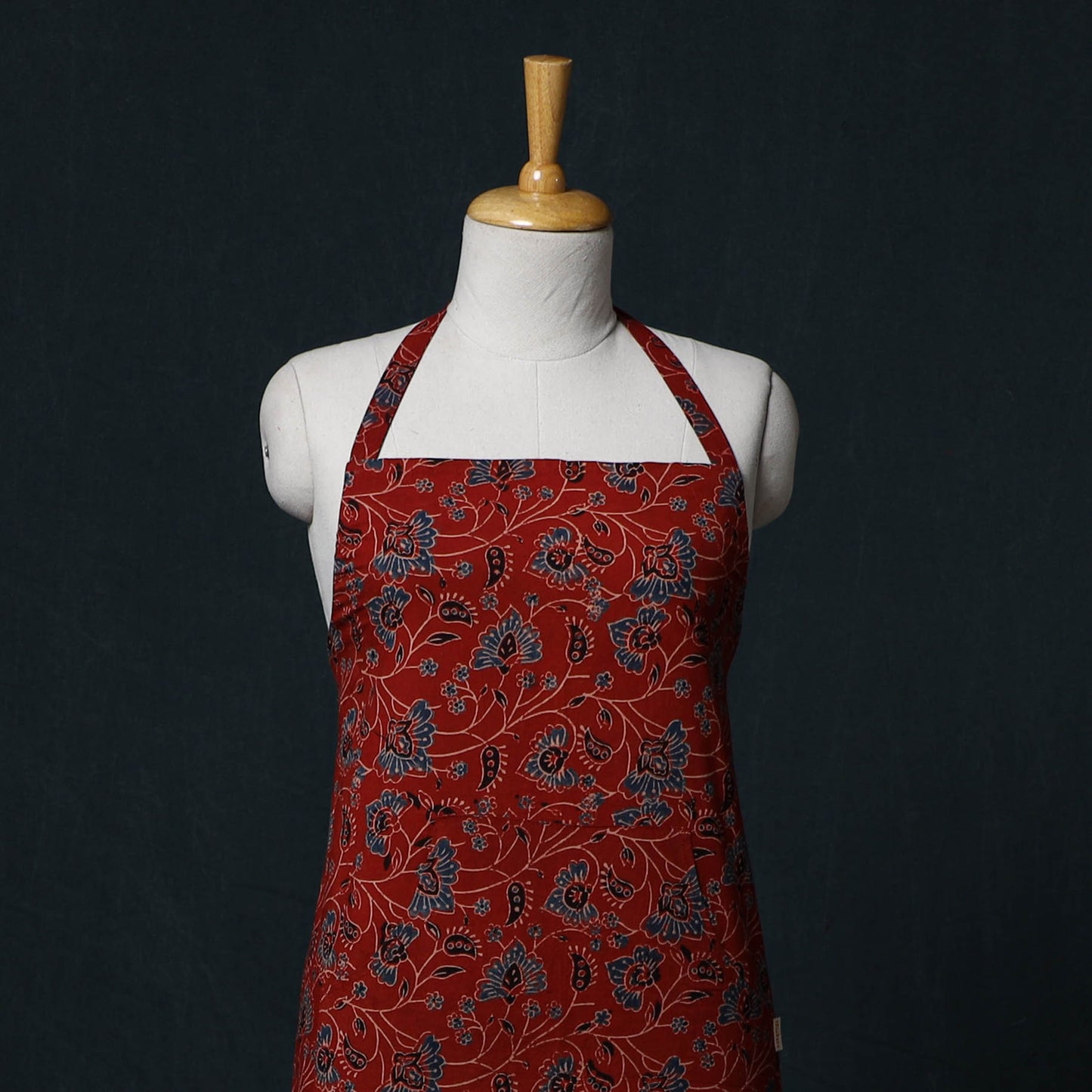 Ajrakh Hand Block Print Cotton Apron with Pocket 17