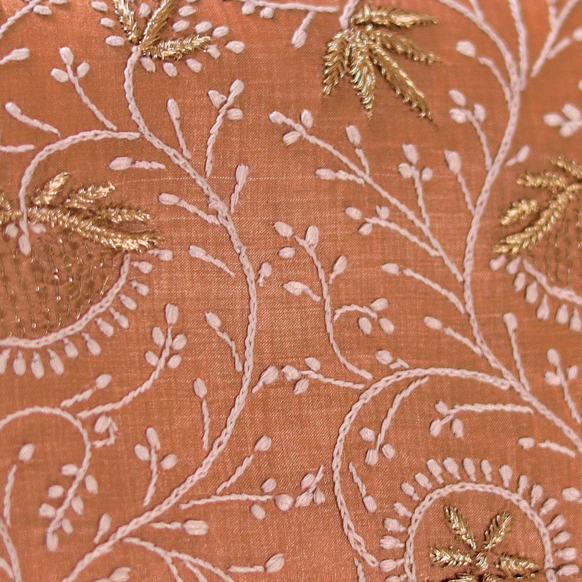 Brown - Hand Embroidered Lucknowi Chikankari Clutch with Zari Work 09
