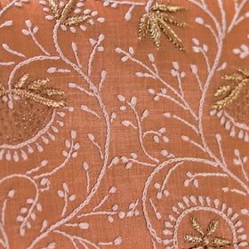 Brown - Hand Embroidered Lucknowi Chikankari Clutch with Zari Work 09