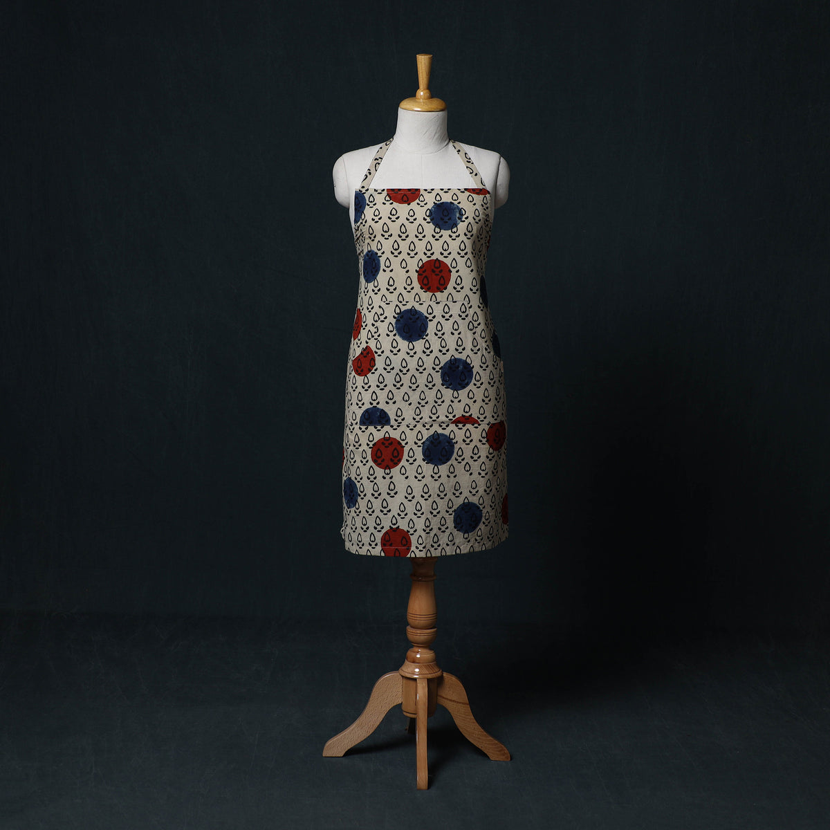 Ajrakh Hand Block Print Cotton Apron with Pocket 19