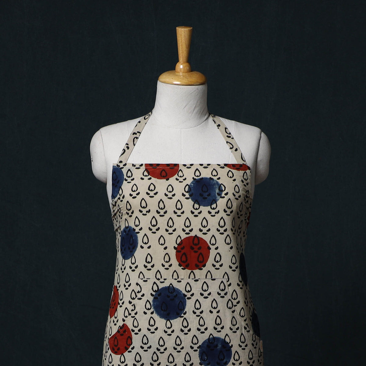 Ajrakh Hand Block Print Cotton Apron with Pocket 19