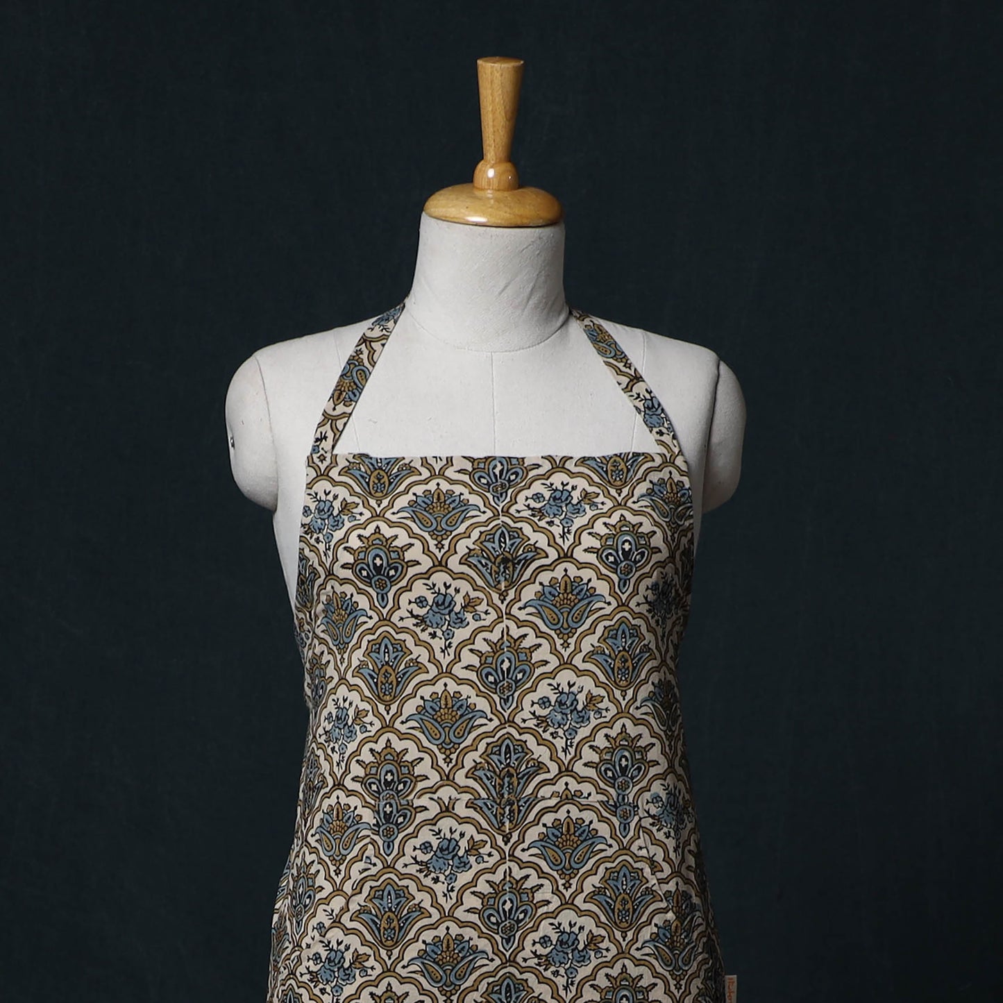 Ajrakh Hand Block Print Cotton Apron with Pocket 20
