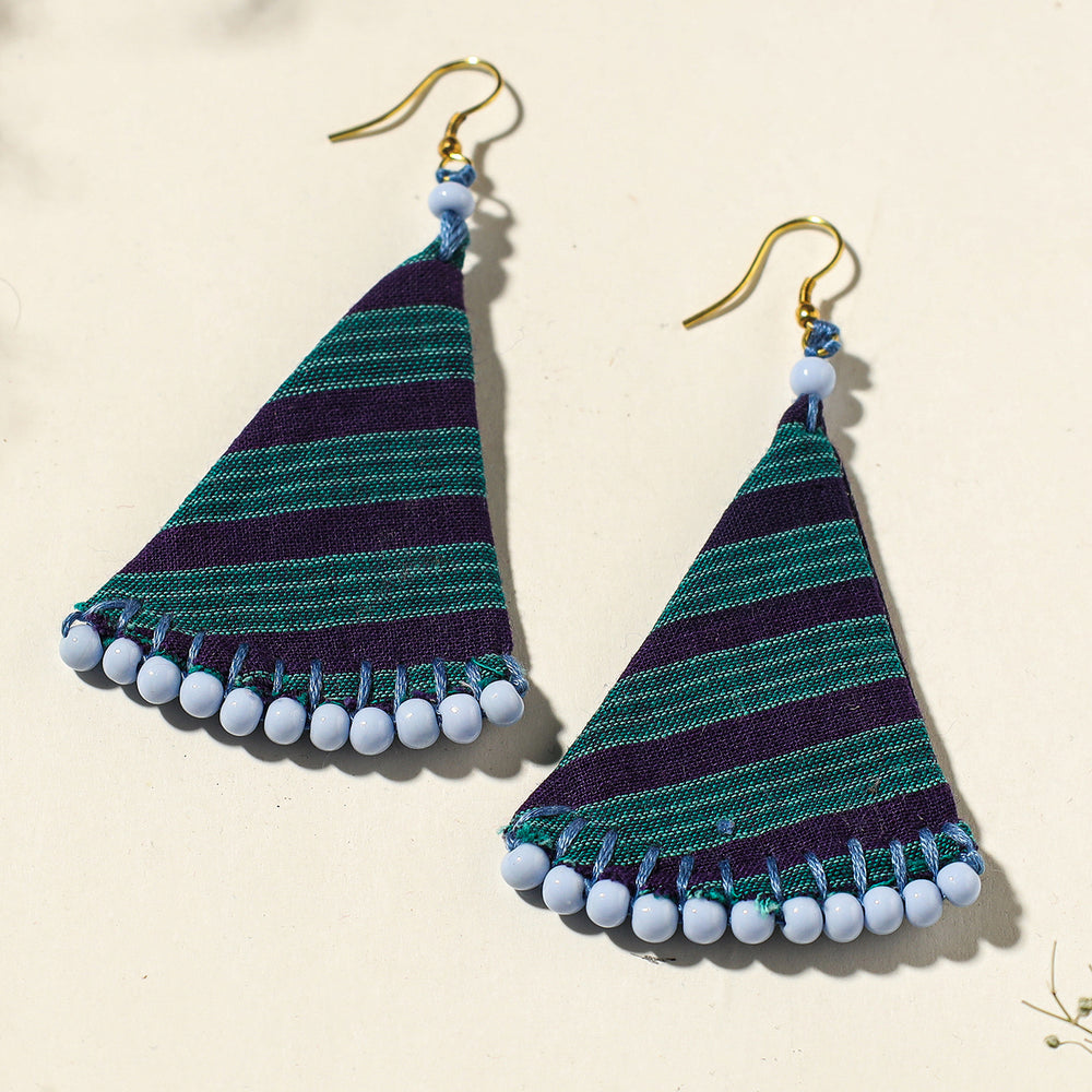 Handcrafted Gamcha Fabart Beadwork Earrings by Rangila Dhaga