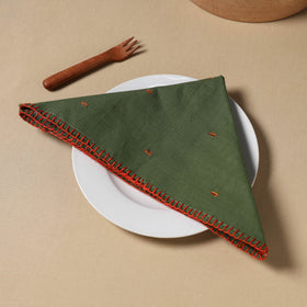  Green Jacquard Cotton Hand Embroidery Table Napkin 11