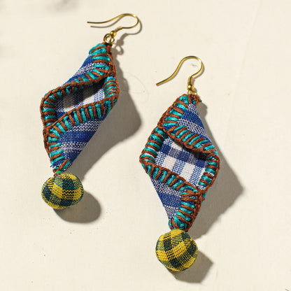 Handcrafted Gamcha Fabart Beadwork Earrings by Rangila Dhaga