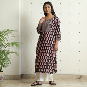  Black - Block Print Cotton Straight Bagh Kurta For Women