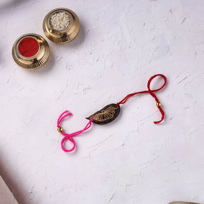 Magenta & Red - Handcrafted Lotus Plantable Seed Kids Rakhi 07