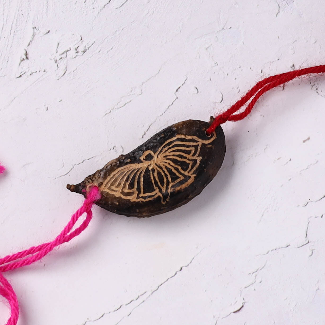 Magenta & Red - Handcrafted Lotus Plantable Seed Kids Rakhi 07