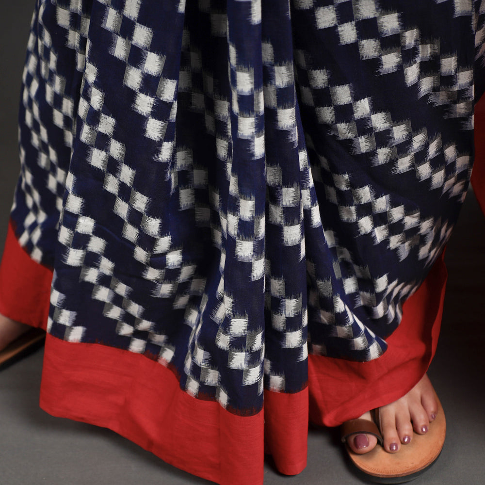 Blue - Pochampally Ikat Weave Handloom Cotton Saree