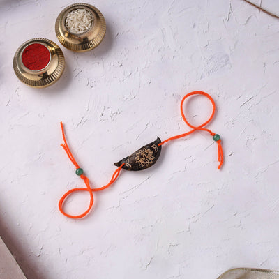 Orange - Handcrafted Sun Plantable Seed Kids Rakhi 15