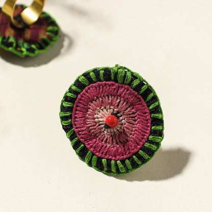 Hand Embroidered Fabart Beadwork Ring by Rangila Dhaga (Adjustable)