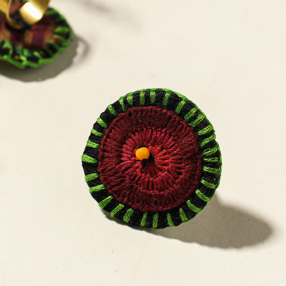 Hand Embroidered Fabart Beadwork Ring by Rangila Dhaga (Adjustable)