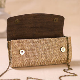 Hand Embroidered Jute Lucknowi Chikankari Clutch with Zari Work 15