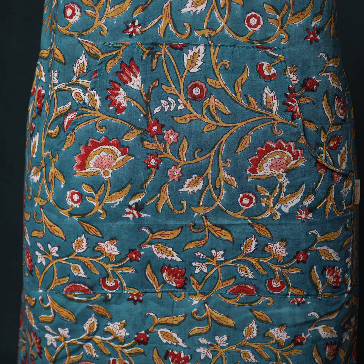 Sanganeri Hand Block Print Cotton Apron with Pocket 36