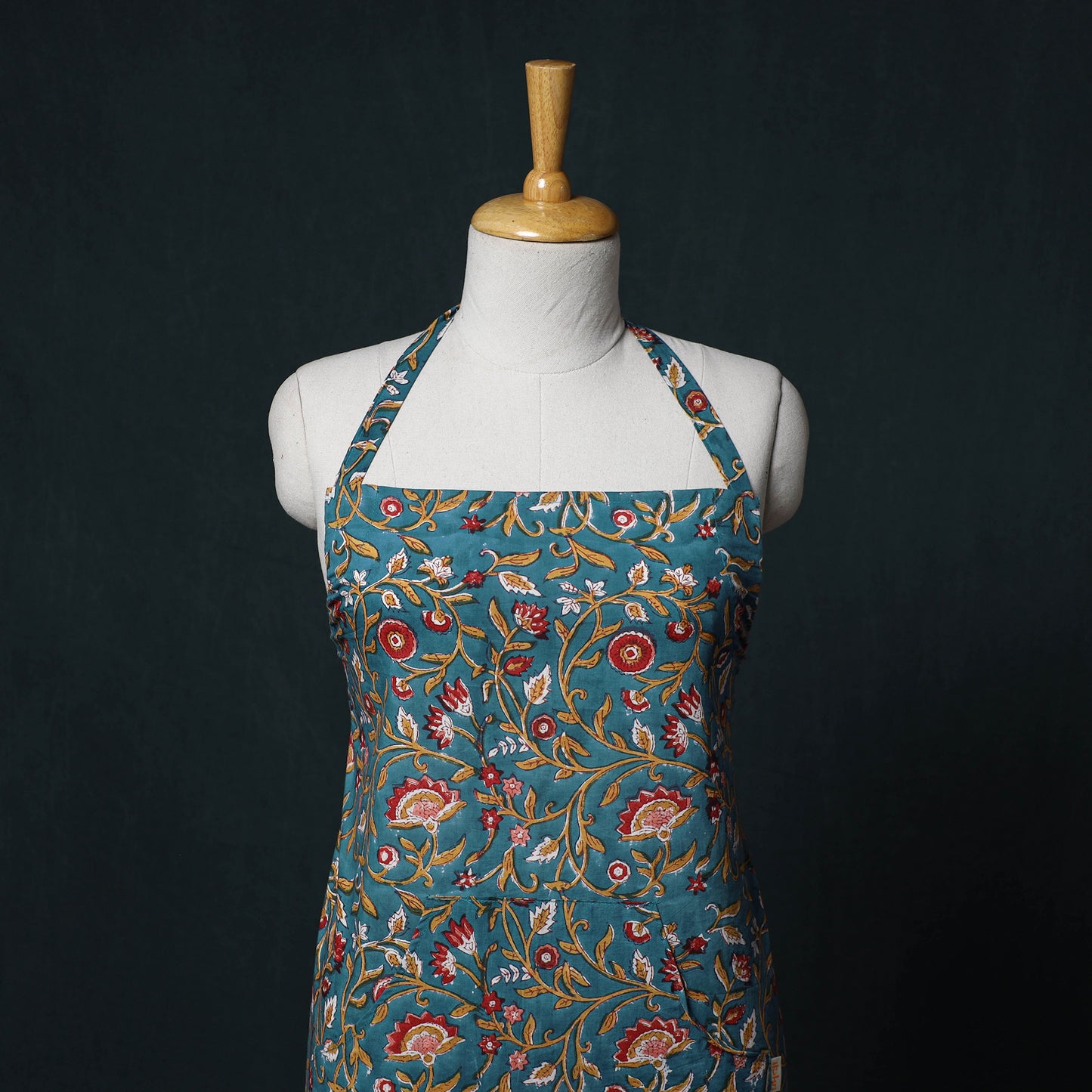 Sanganeri Hand Block Print Cotton Apron with Pocket 36