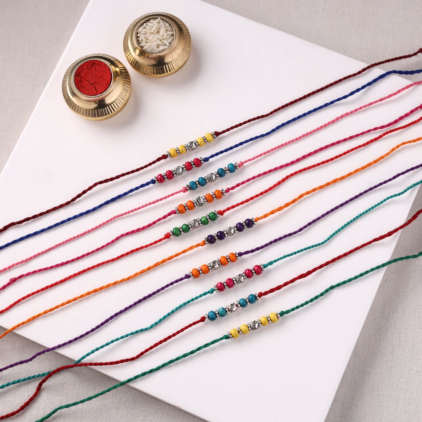 Handmade GS Bead Work Rakhi (Assorted - Set of 10) 01