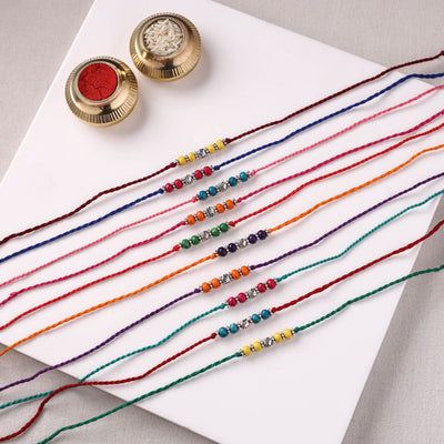 Handmade GS Bead Work Rakhi (Assorted - Set of 10) 01