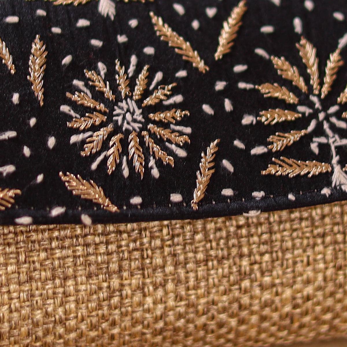 Hand Embroidered Jute Lucknowi Chikankari Clutch with Zari Work 17