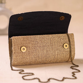 Hand Embroidered Jute Lucknowi Chikankari Clutch with Zari Work 17