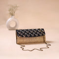 Hand Embroidered Jute Lucknowi Chikankari Clutch with Zari Work 18