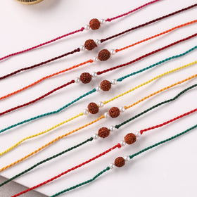 Rudraksha Handmade Bead Work Rakhi (Assorted - Set of 10) 05