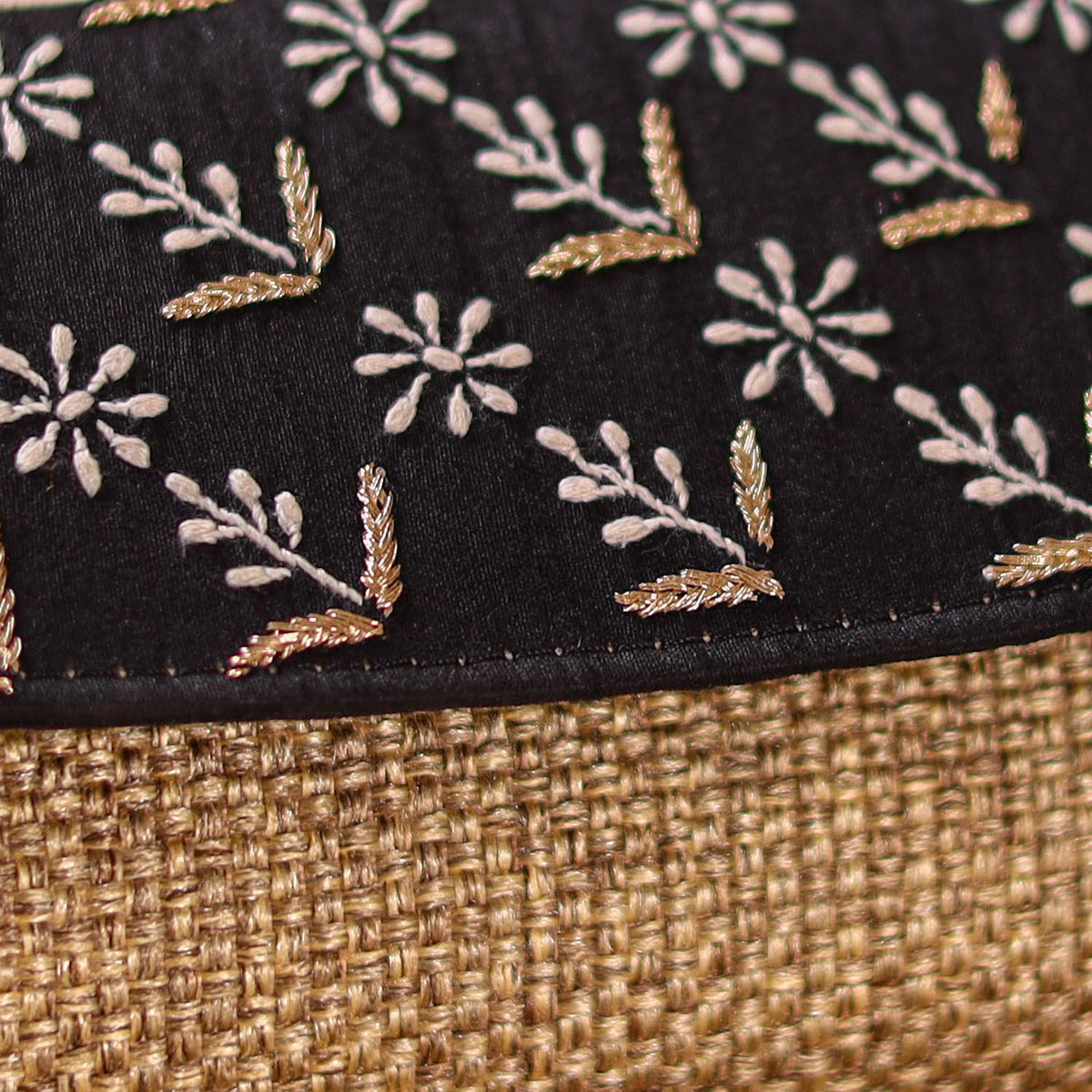 Hand Embroidered Jute Lucknowi Chikankari Clutch with Zari Work 18