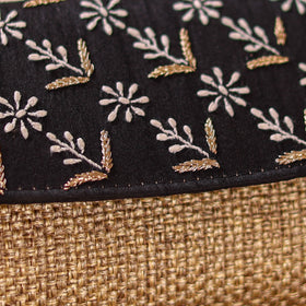 Hand Embroidered Jute Lucknowi Chikankari Clutch with Zari Work 18