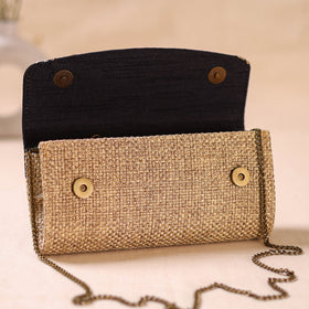 Hand Embroidered Jute Lucknowi Chikankari Clutch with Zari Work 18