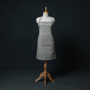 Green - Sanganeri Hand Block Print Cotton Apron with Pocket 43