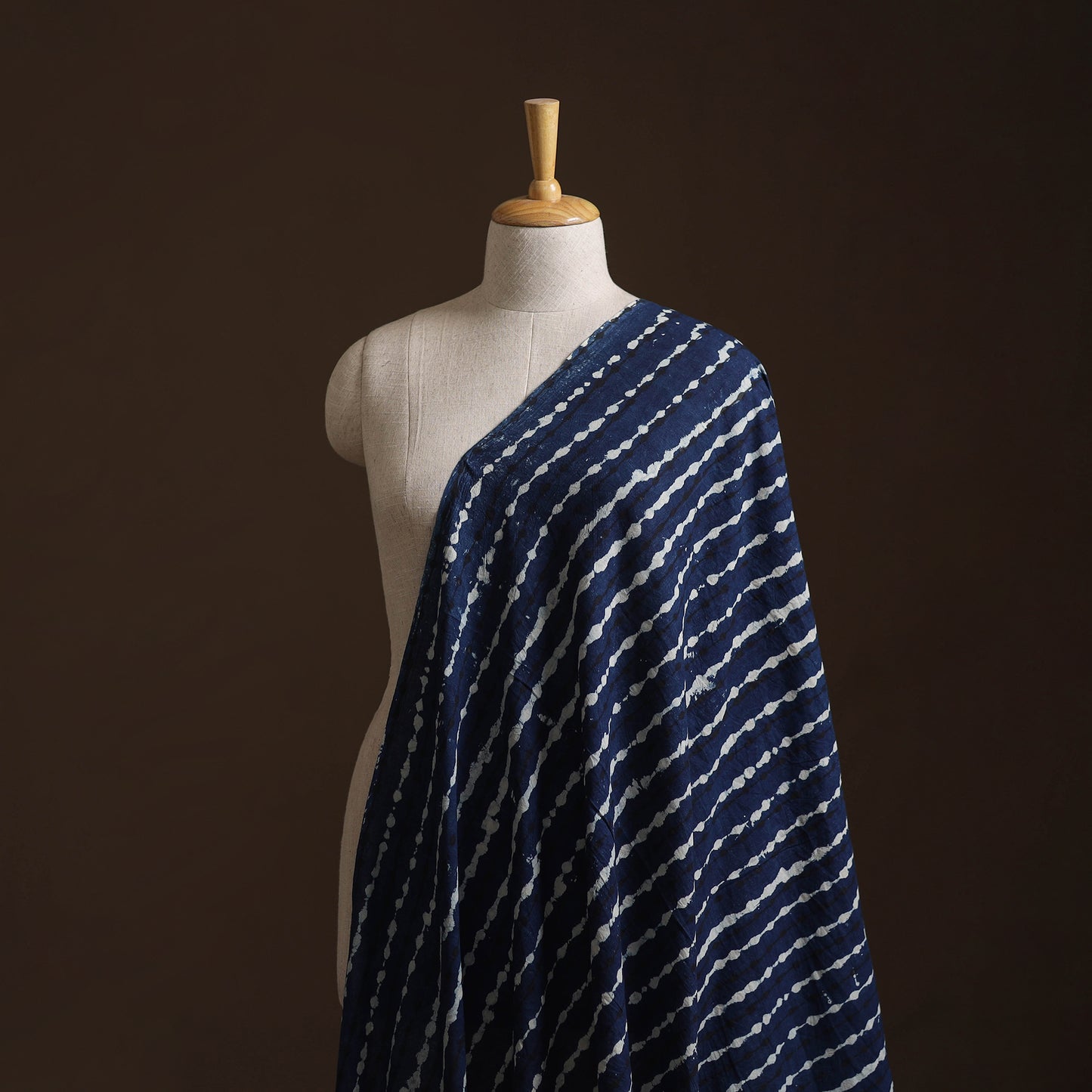 Blue - Pure Mul Cotton Bagru Indigo Hand Block Print Natural Dyed Fabric 01