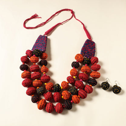 Handcrafted Gamcha Fabart Necklace Set by Rangila Dhaga