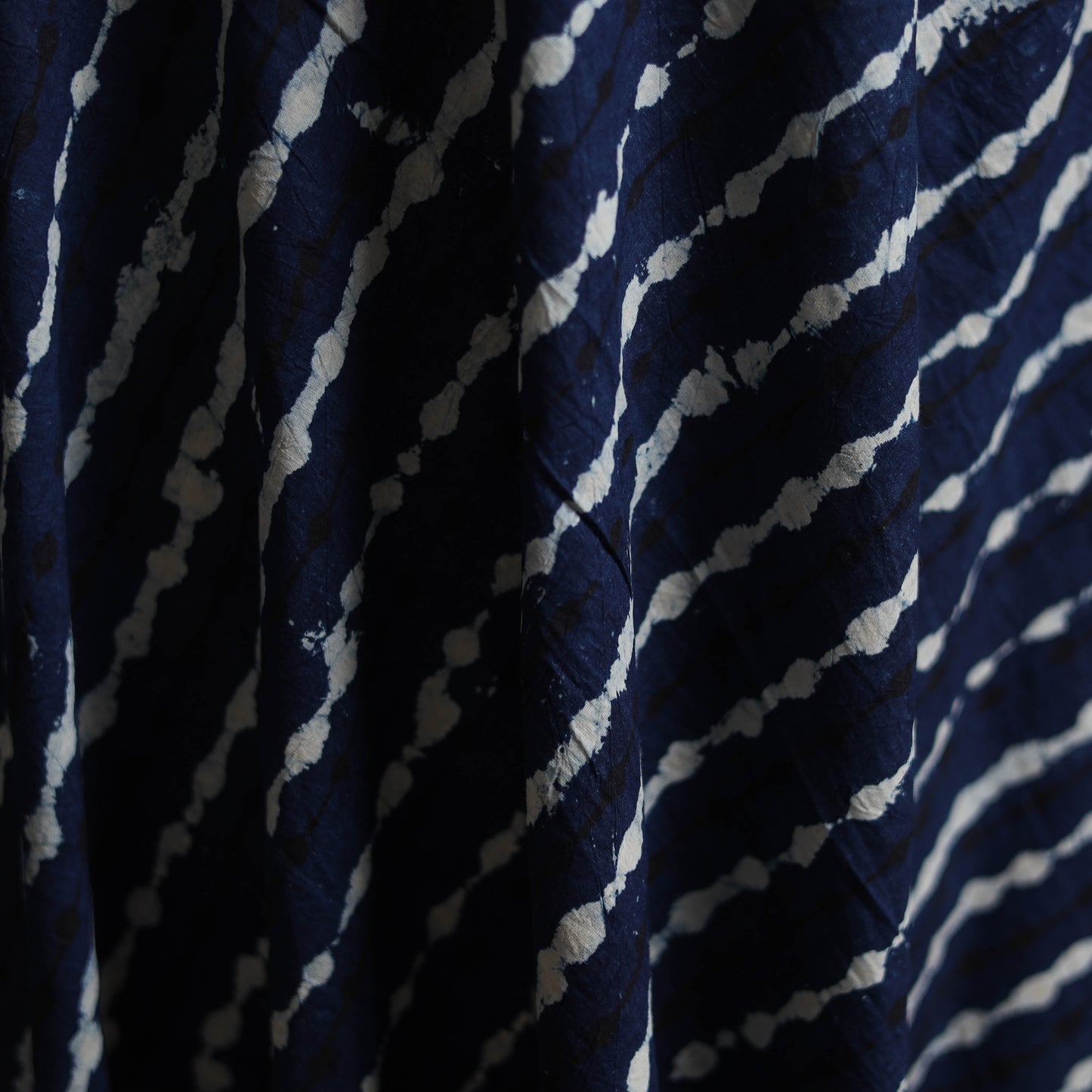 Blue - Pure Mul Cotton Bagru Indigo Hand Block Print Natural Dyed Fabric 01