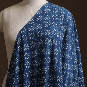 Blue - Pure Mul Cotton Bagru Indigo Hand Block Print Natural Dyed Fabric 02